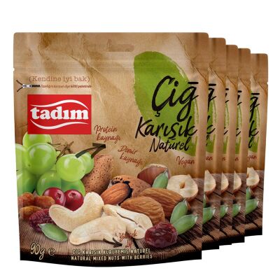 Çiğ Karışık Kuruyemiş Naturel 5 x 90 gr